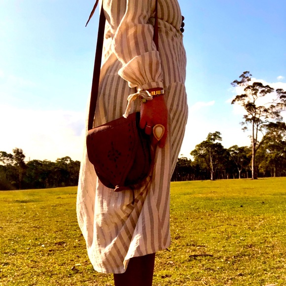 SOLD JAASE Long Balloon Sleeve High Low Midi Dress L - Picture 4 of 8